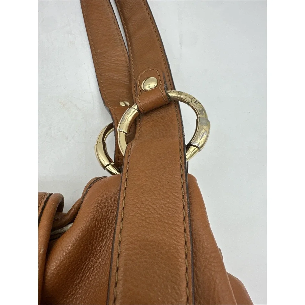 Michael Kors Fulton‎ Leather Hobo Shoulder Bag Pebbled Brown 15x11